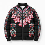 Africa Adenium Multiflorum Flowers Bomber Puffer Jacket Mix Native Tribal Pattern