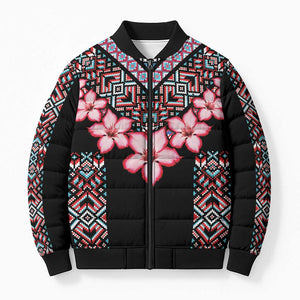 Africa Adenium Multiflorum Flowers Bomber Puffer Jacket Mix Native Tribal Pattern