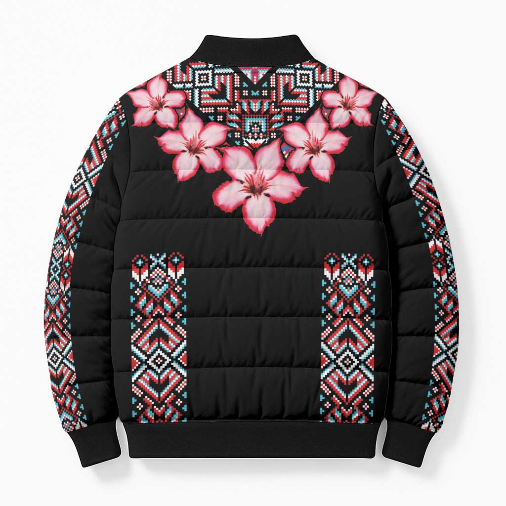 Africa Adenium Multiflorum Flowers Bomber Puffer Jacket Mix Native Tribal Pattern