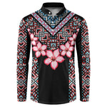 Africa Adenium Multiflorum Flowers Button Sweatshirt Mix Native Tribal Pattern