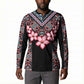 Africa Adenium Multiflorum Flowers Button Sweatshirt Mix Native Tribal Pattern