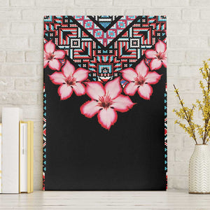 Afro Adenium Multiflorum Flowers Canvas Wall Art Mix Native Tribal Pattern