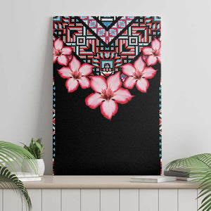 Afro Adenium Multiflorum Flowers Canvas Wall Art Mix Native Tribal Pattern