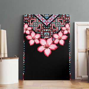 Afro Adenium Multiflorum Flowers Canvas Wall Art Mix Native Tribal Pattern