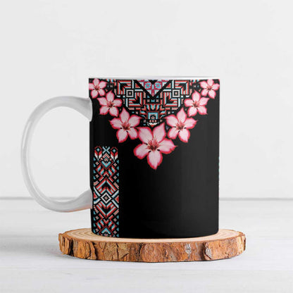 Africa Adenium Multiflorum Flowers Ceramic Mug Mix Native Tribal Pattern