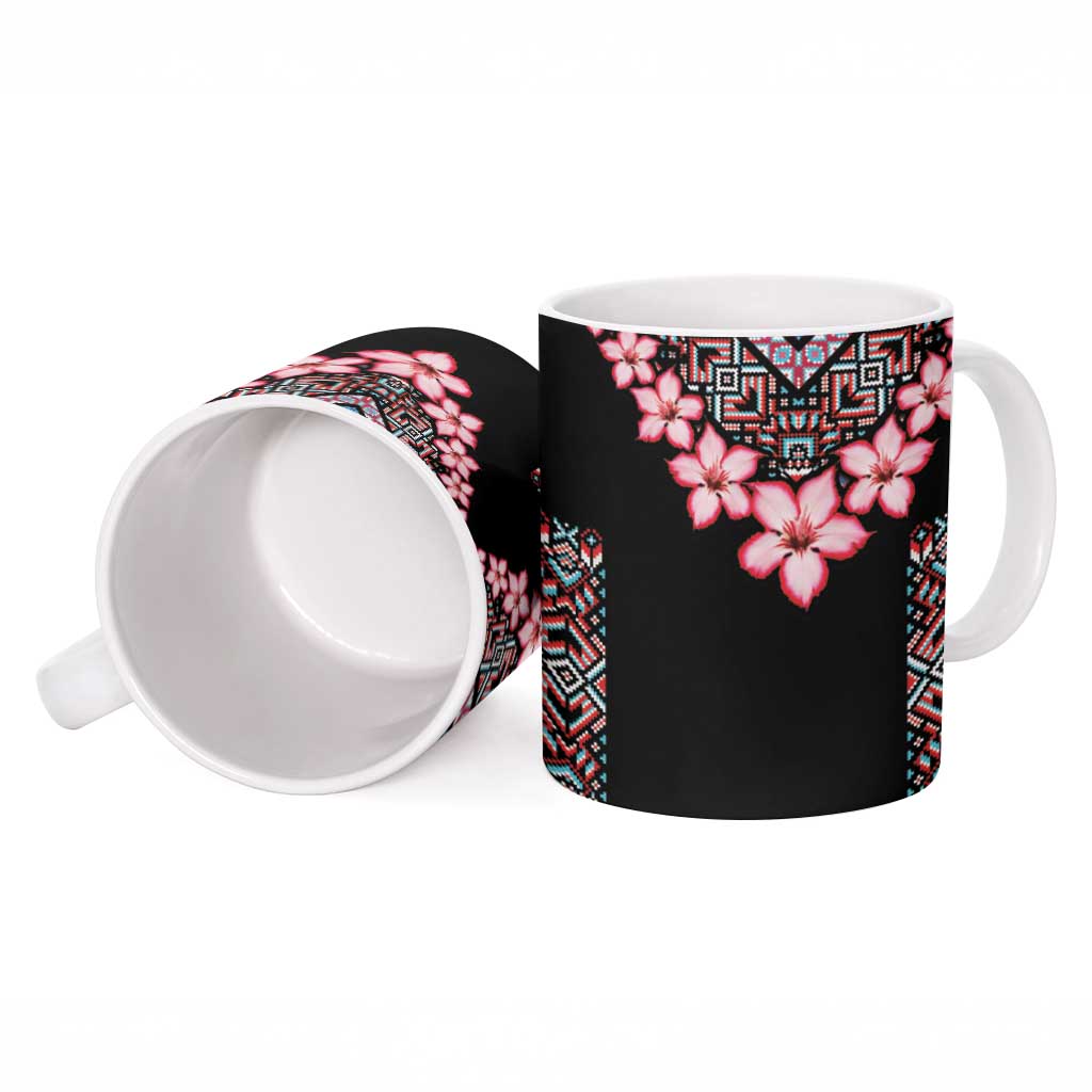 Africa Adenium Multiflorum Flowers Ceramic Mug Mix Native Tribal Pattern