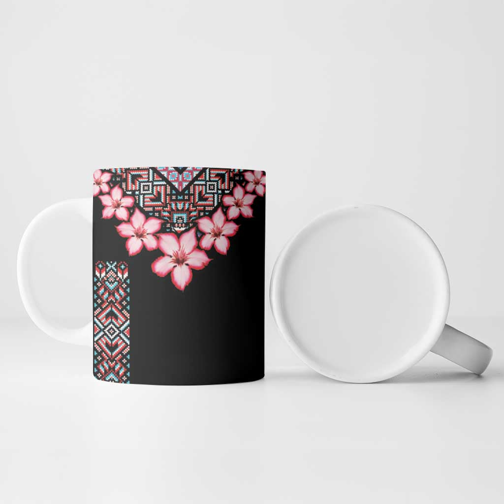 Africa Adenium Multiflorum Flowers Ceramic Mug Mix Native Tribal Pattern