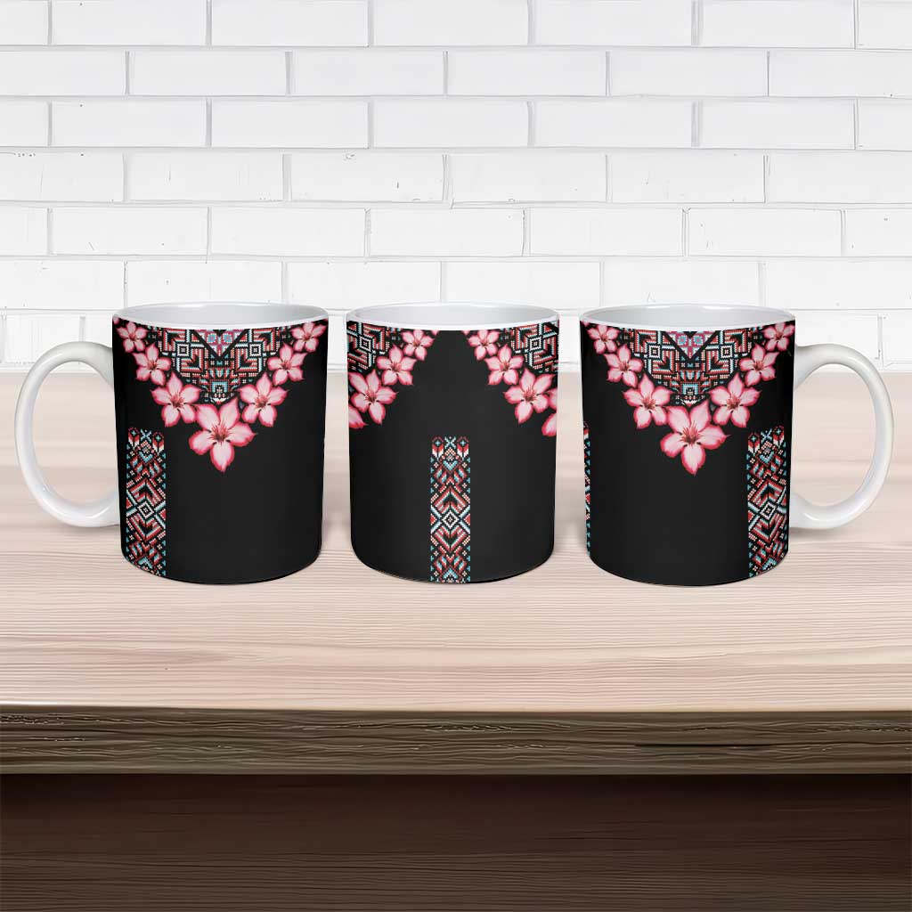 Africa Adenium Multiflorum Flowers Ceramic Mug Mix Native Tribal Pattern