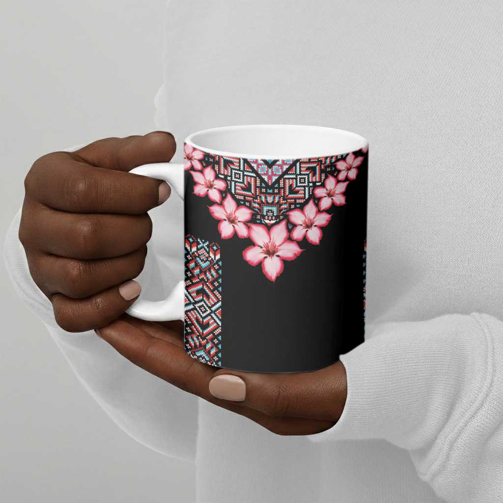 Africa Adenium Multiflorum Flowers Ceramic Mug Mix Native Tribal Pattern