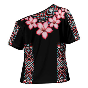 Africa Adenium Multiflorum Flowers Cross Shoulder Shirt Mix Native Tribal Pattern