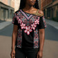 Africa Adenium Multiflorum Flowers Cross Shoulder Shirt Mix Native Tribal Pattern
