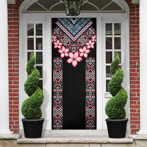 Africa Adenium Multiflorum Flowers Door Cover Mix Native Tribal Pattern