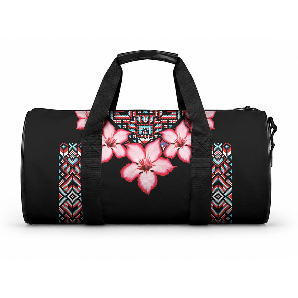 Africa Adenium Multiflorum Flowers Duffle Bag Mix Native Tribal Pattern