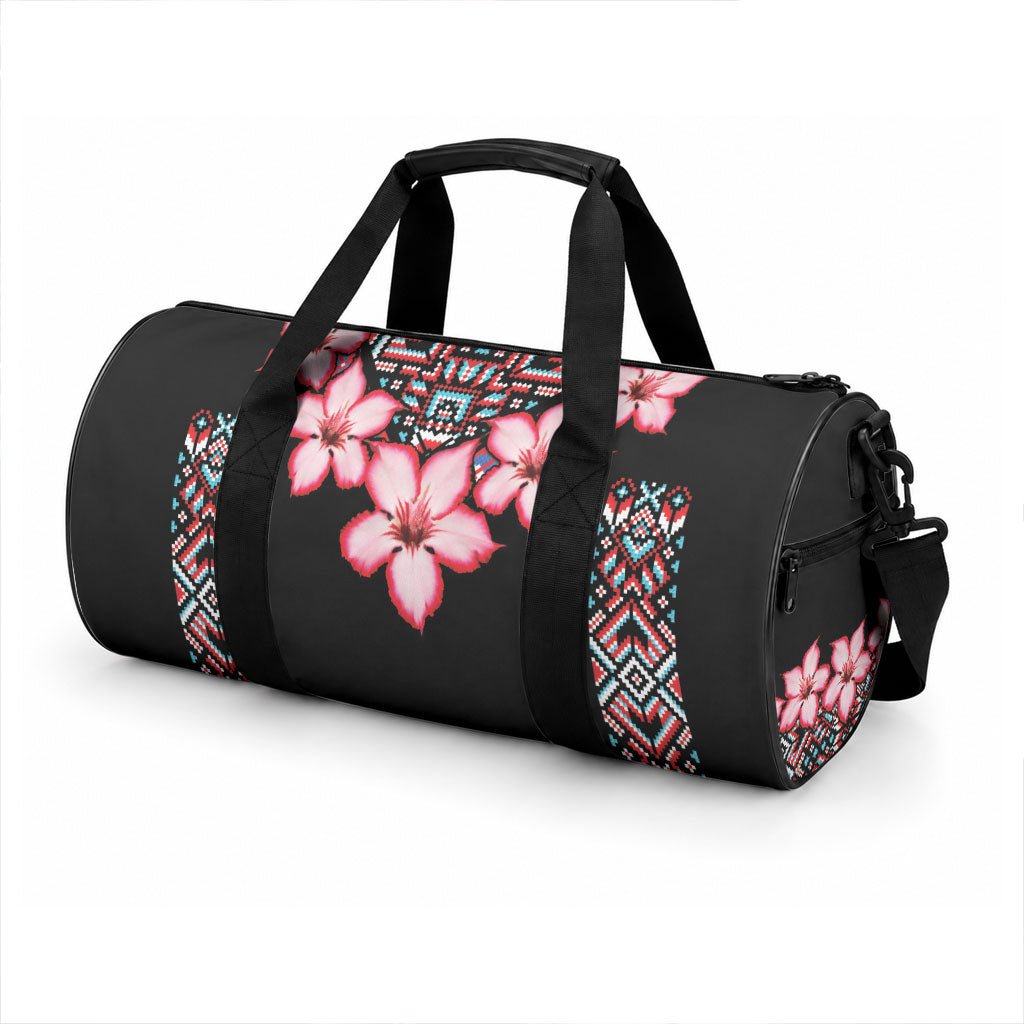 Africa Adenium Multiflorum Flowers Duffle Bag Mix Native Tribal Pattern