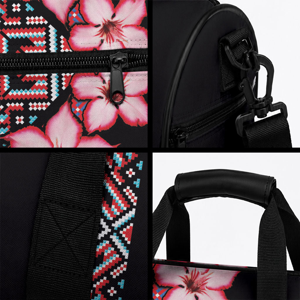 Africa Adenium Multiflorum Flowers Duffle Bag Mix Native Tribal Pattern