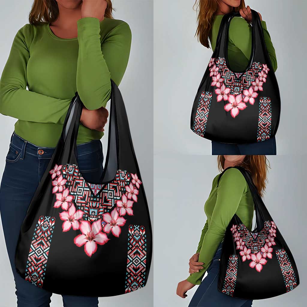Afro Adenium Multiflorum Flowers Grocery Bag Mix Native Tribal Pattern