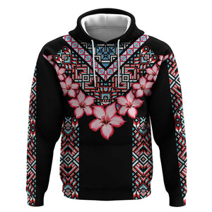 Afro Adenium Multiflorum Flowers Hoodie Mix Native Tribal Pattern