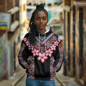 Afro Adenium Multiflorum Flowers Hoodie Mix Native Tribal Pattern