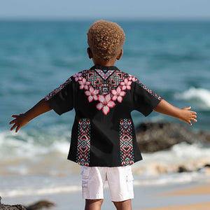 Afro Adenium Multiflorum Flowers Kid Hawaiian Shirt Mix Native Tribal Pattern