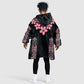 Afro Adenium Multiflorum Flowers KId Wearable Blanket Hoodie Mix Native Tribal Pattern