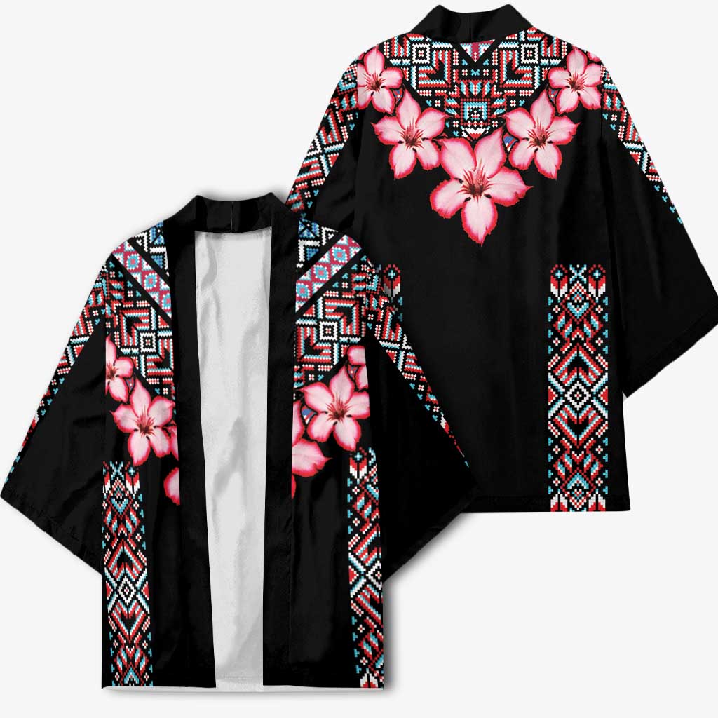 Africa Adenium Multiflorum Flowers Kimono Mix Native Tribal Pattern