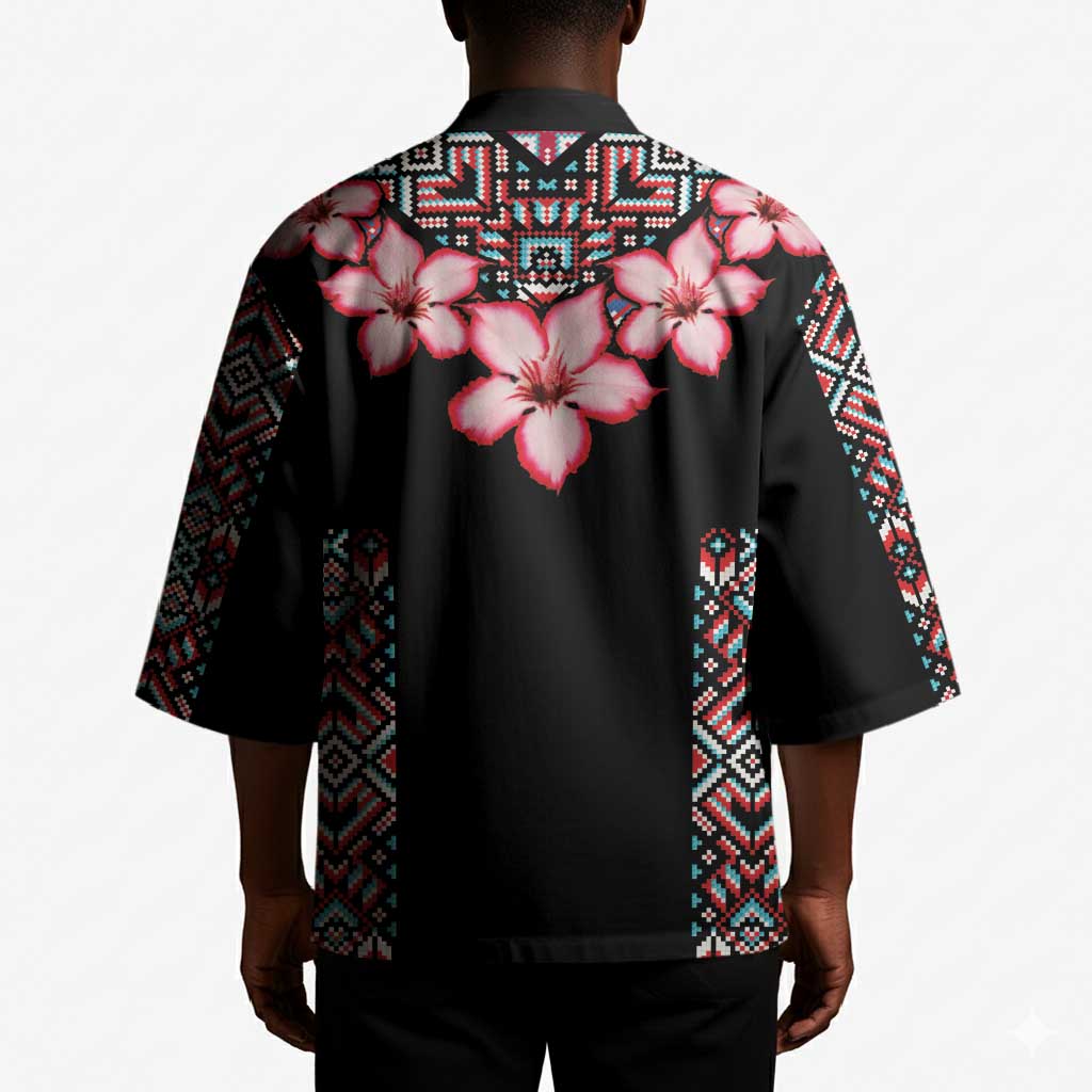 Africa Adenium Multiflorum Flowers Kimono Mix Native Tribal Pattern