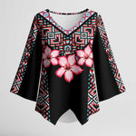 Africa Adenium Multiflorum Flowers Kimono Sleeve Blouse Mix Native Tribal Pattern