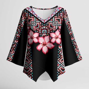 Africa Adenium Multiflorum Flowers Kimono Sleeve Blouse Mix Native Tribal Pattern