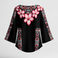 Africa Adenium Multiflorum Flowers Kimono Sleeve Blouse Mix Native Tribal Pattern