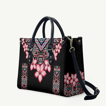 Africa Adenium Multiflorum Flowers Leather Bag Mix Native Tribal Pattern