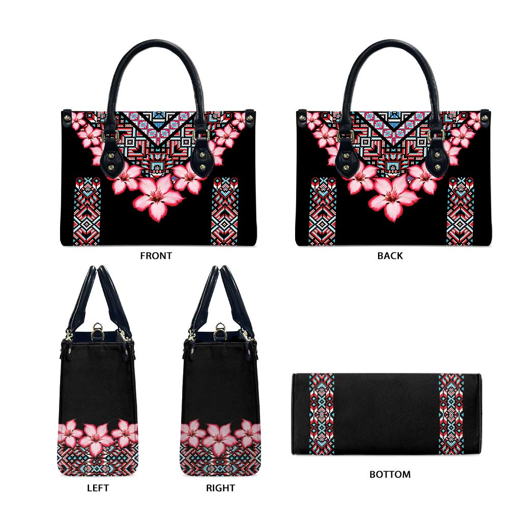 Africa Adenium Multiflorum Flowers Leather Bag Mix Native Tribal Pattern