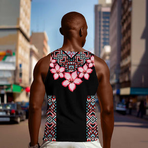 Afro Adenium Multiflorum Flowers Men Tank Top Mix Native Tribal Pattern