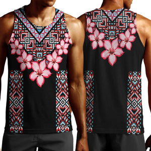 Afro Adenium Multiflorum Flowers Men Tank Top Mix Native Tribal Pattern