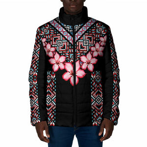 Africa Adenium Multiflorum Flowers Padded Jacket Mix Native Tribal Pattern