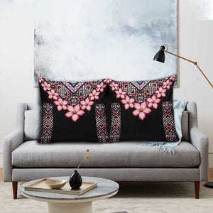 Africa Adenium Multiflorum Flowers Pillow Cover Mix Native Tribal Pattern