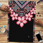 Africa Adenium Multiflorum Flowers Puzzle Mix Native Tribal Pattern