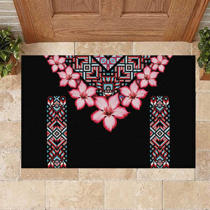 Afro Adenium Multiflorum Flowers Rubber Doormat Mix Native Tribal Pattern