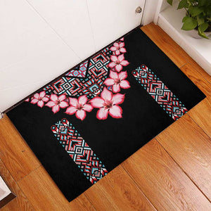 Afro Adenium Multiflorum Flowers Rubber Doormat Mix Native Tribal Pattern