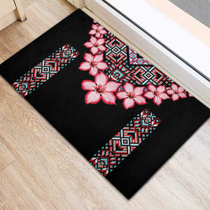 Afro Adenium Multiflorum Flowers Rubber Doormat Mix Native Tribal Pattern