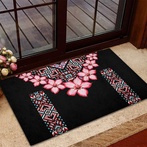 Afro Adenium Multiflorum Flowers Rubber Doormat Mix Native Tribal Pattern