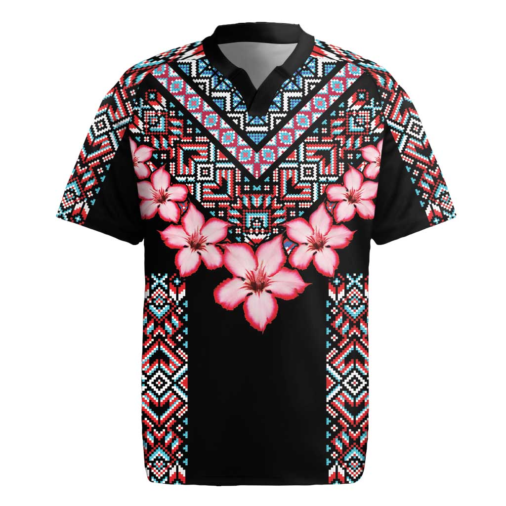 Afro Adenium Multiflorum Flowers Rugby Jersey Mix Native Tribal Pattern