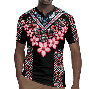 Afro Adenium Multiflorum Flowers Rugby Jersey Mix Native Tribal Pattern