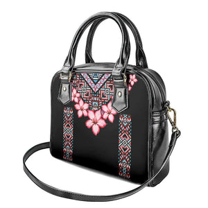 Afro Adenium Multiflorum Flowers Shoulder Handbag Mix Native Tribal Pattern