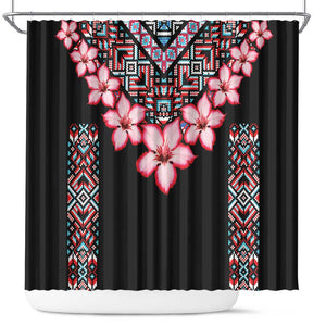 Afro Adenium Multiflorum Flowers Shower Curtain Mix Native Tribal Pattern