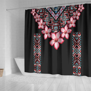 Afro Adenium Multiflorum Flowers Shower Curtain Mix Native Tribal Pattern