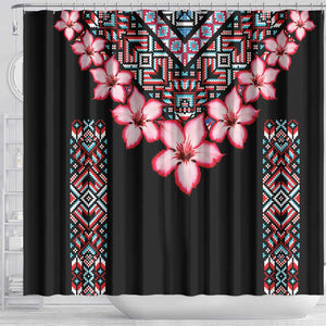 Afro Adenium Multiflorum Flowers Shower Curtain Mix Native Tribal Pattern