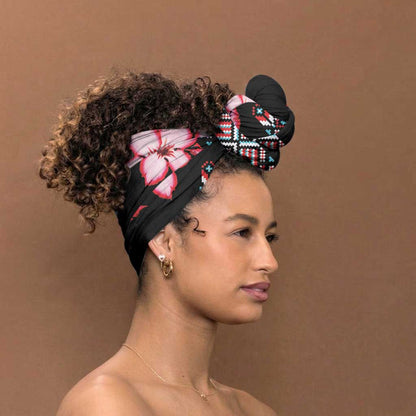 Africa Adenium Multiflorum Flowers Simple Headwrap Mix Native Tribal Pattern