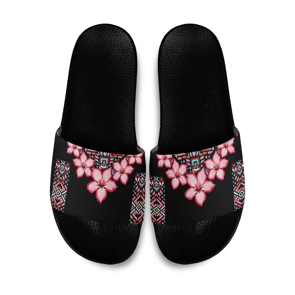 Africa Adenium Multiflorum Flowers Slide Sandals Mix Native Tribal Pattern