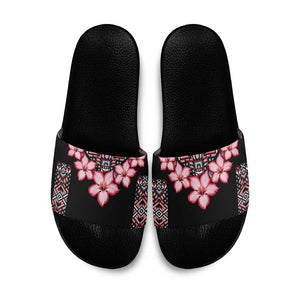 Africa Adenium Multiflorum Flowers Slide Sandals Mix Native Tribal Pattern