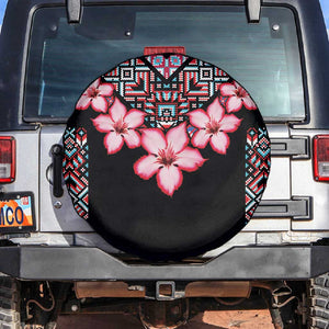 Afro Adenium Multiflorum Flowers Spare Tire Cover Mix Native Tribal Pattern